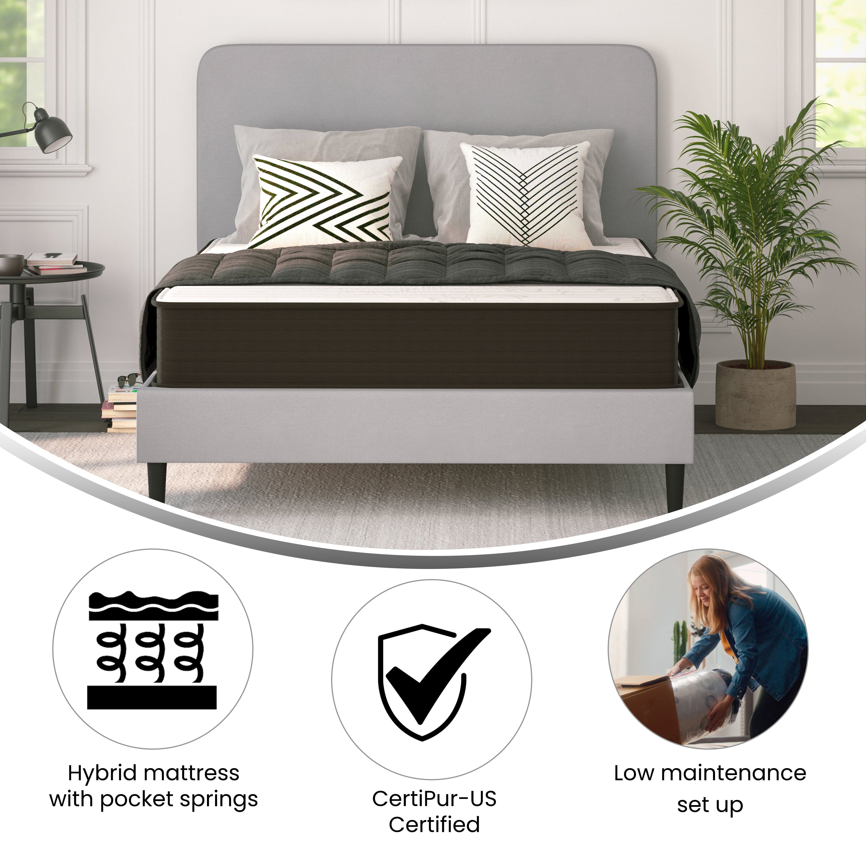 Furniture Dream 10�� Foam & Pocket Spring Hybrid Mattress. Queen