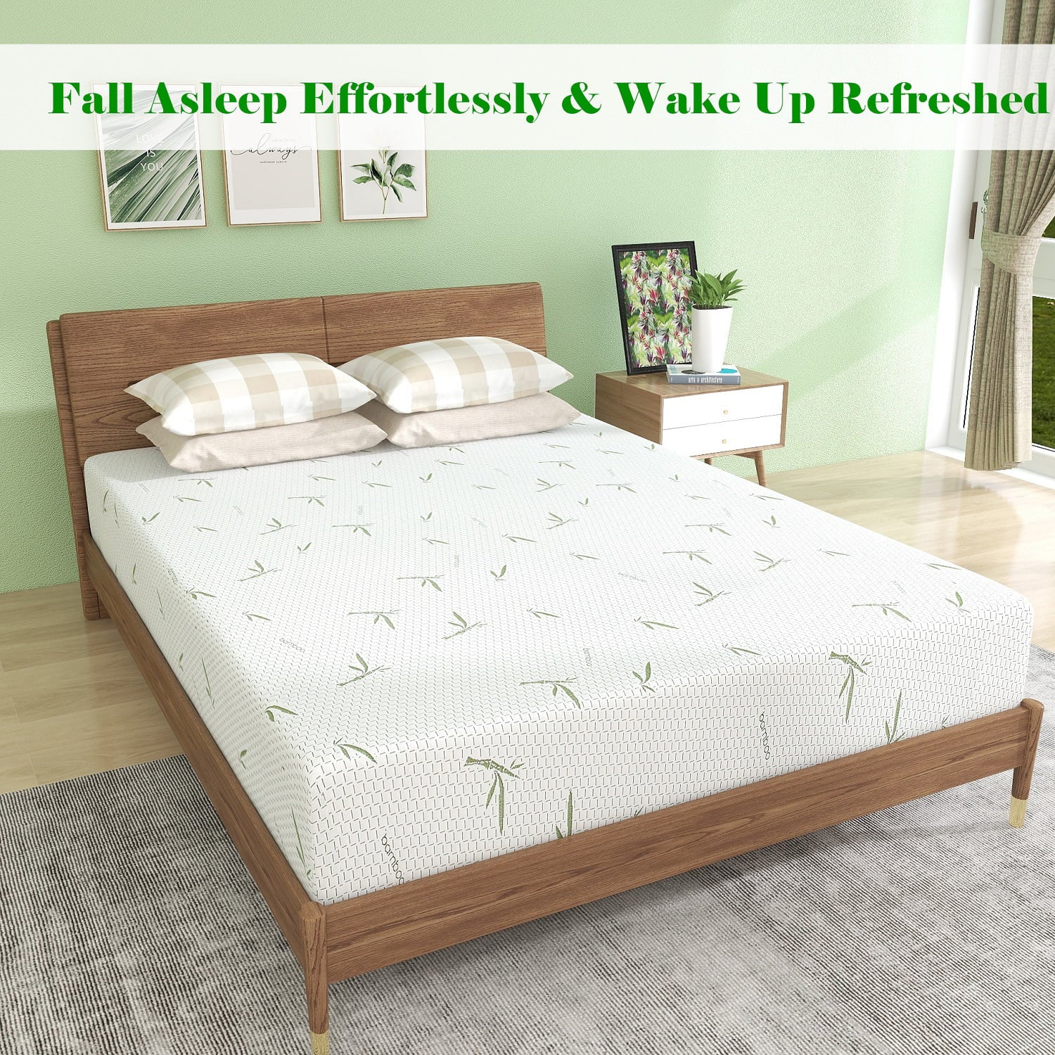 Mattress. 10 inch Memory Foam Mattress Bed in a Box.with Green Tea Cooling Gel. Made in USA