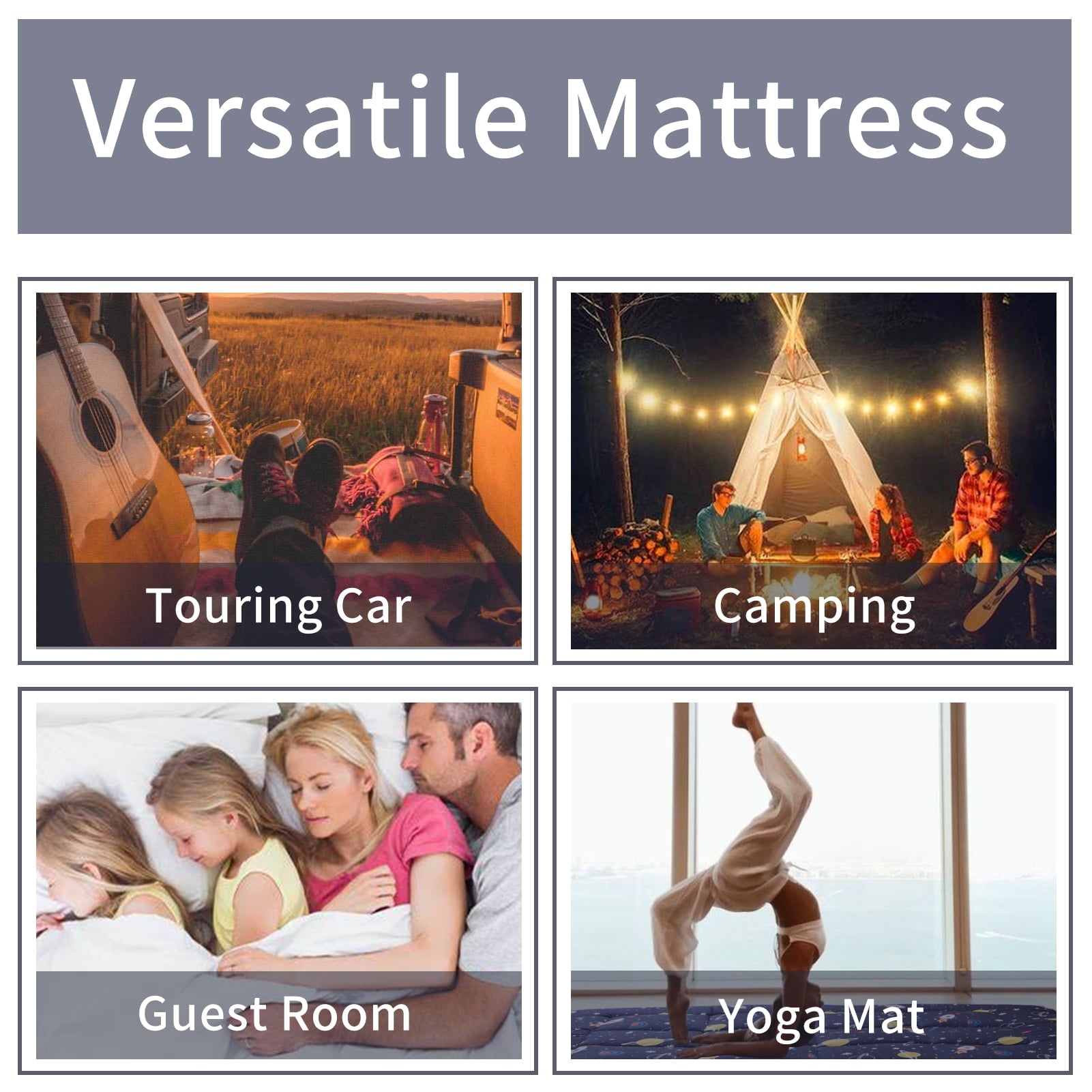 Thick Futon Floor Mattress. Memory foam Padded Japanese Floor Mattress. Navy Space. Twin