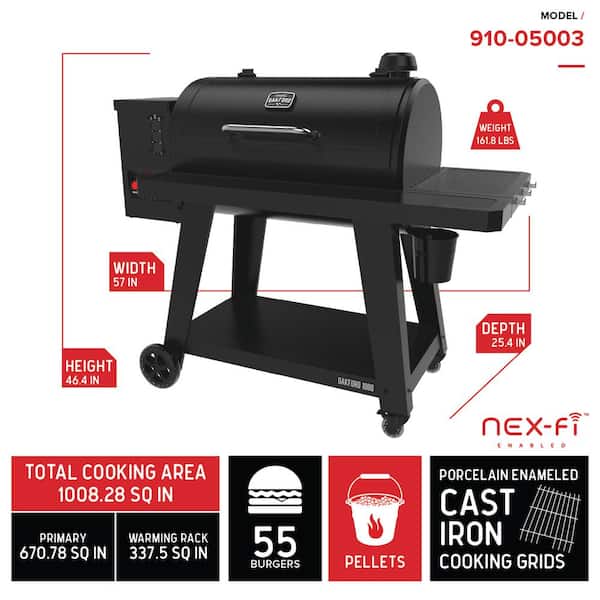 Oakford 1000 Wifi Pellet Grill Smoker in Black