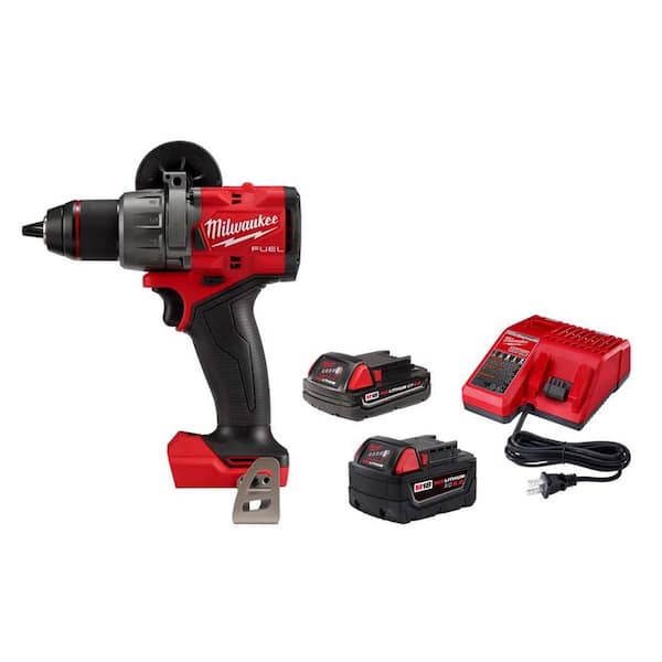M18 FUEL 18V Lithium-Ion Brushless Cordless 1/2 in. Hammer Drill/Driver w/One 5.0 Ah and One 2.0 Ah Battery and Charger