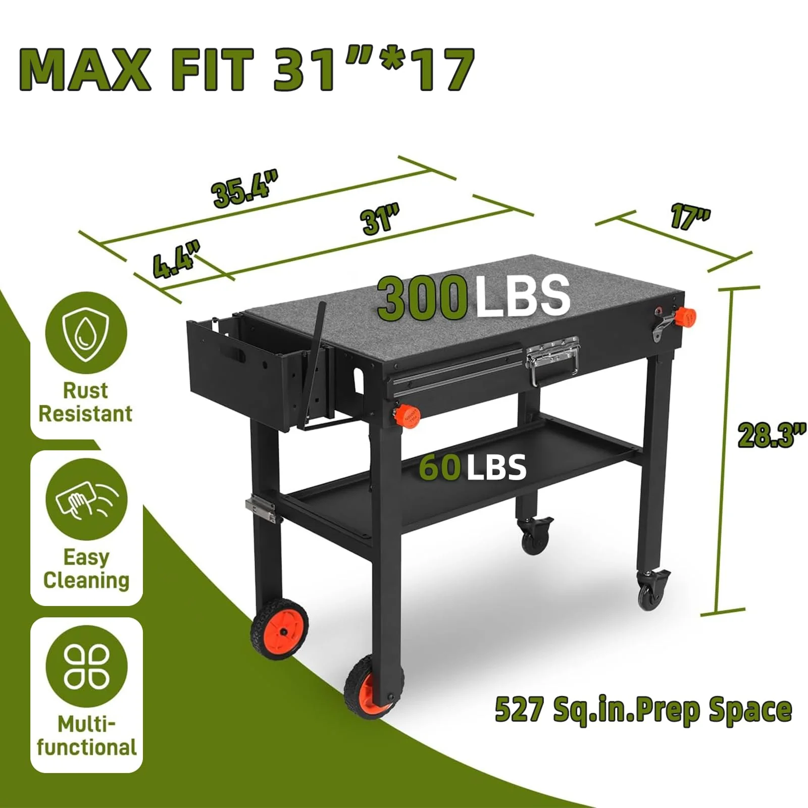 Yundasan Portable Outdoor Grill Table. 31W x 17D