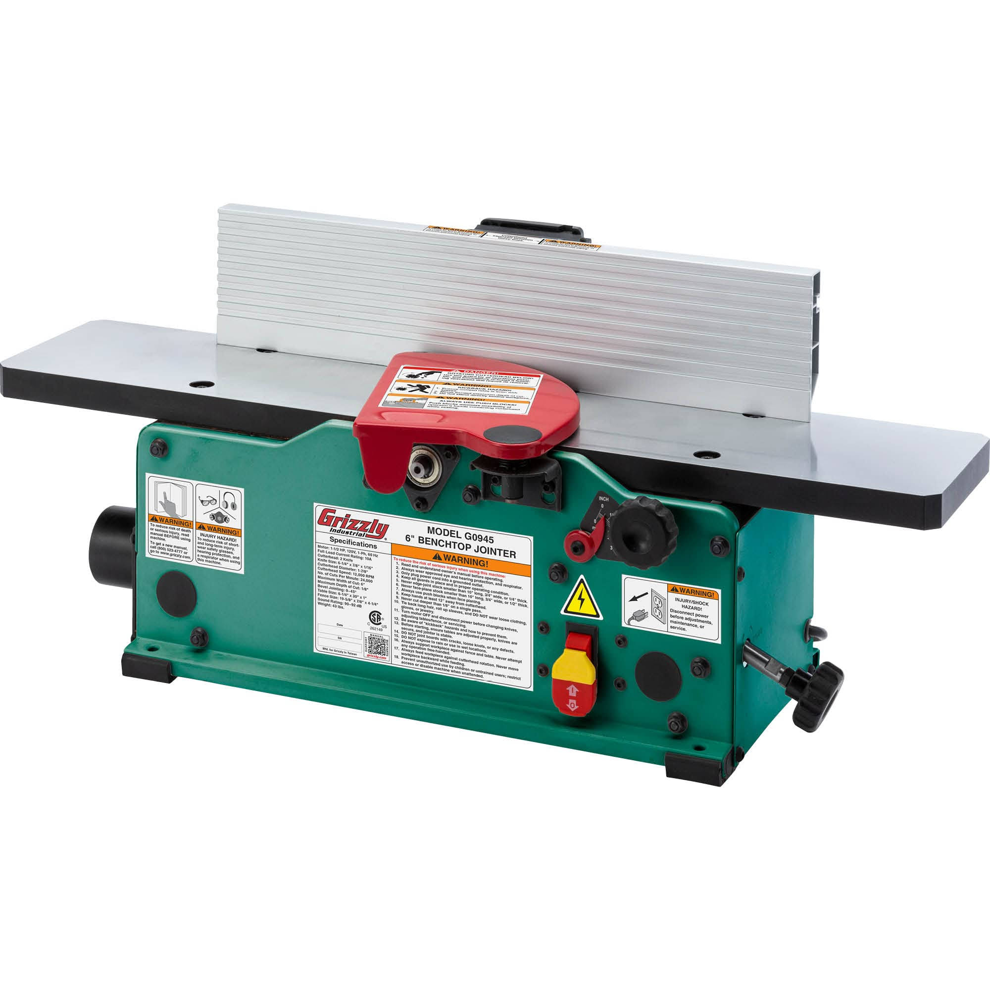 Grizzly G0945 - 6 Benchtop Jointer-Instock