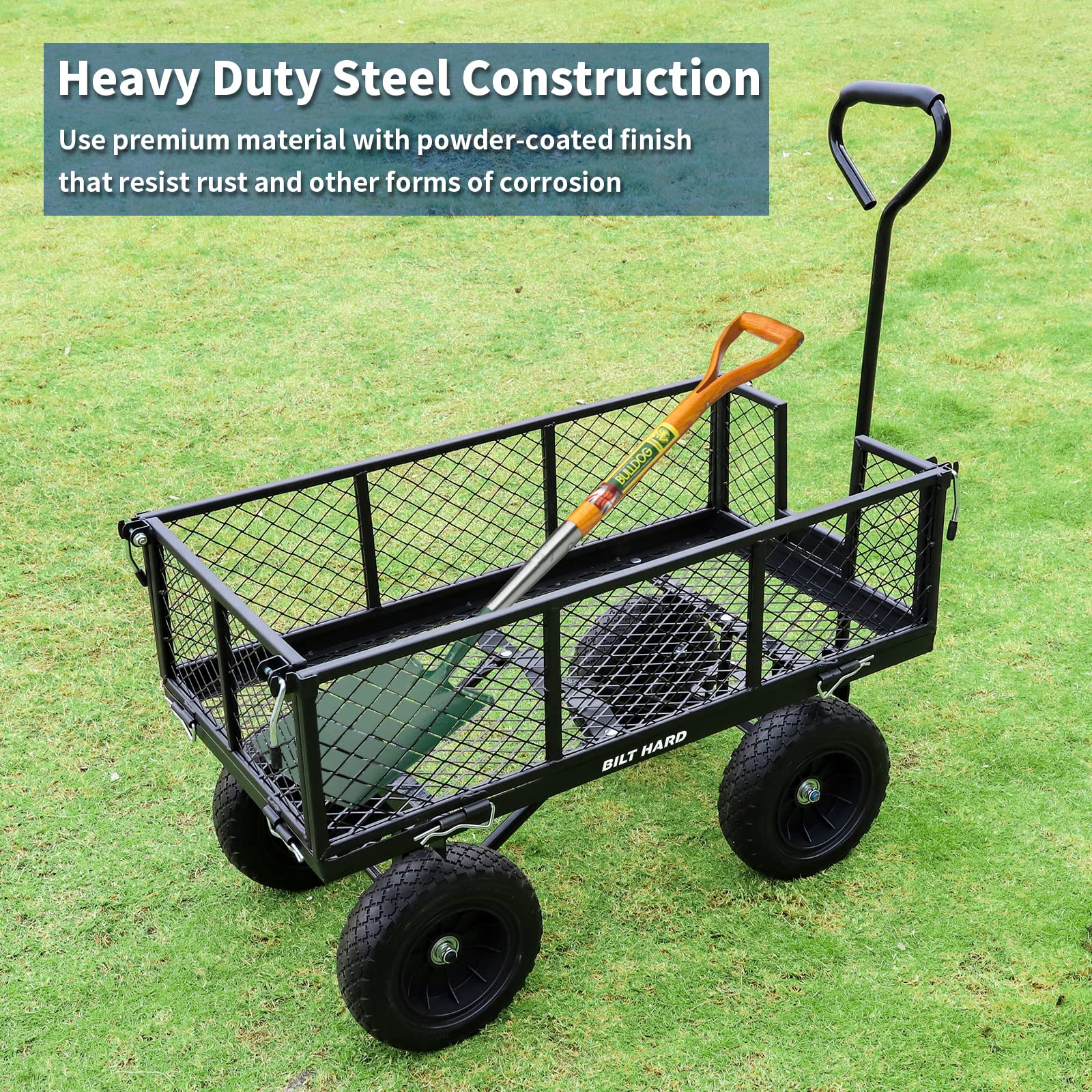 BILT HARD 880 lbs 10 Flat Free Tires Steel Garden Cart