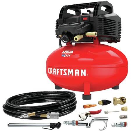 Craftsman Air Compressor, 6 Gallon, Pancake, Oil-Free with 13 Piece Accessory Kit (CMEC6150K) abc2773