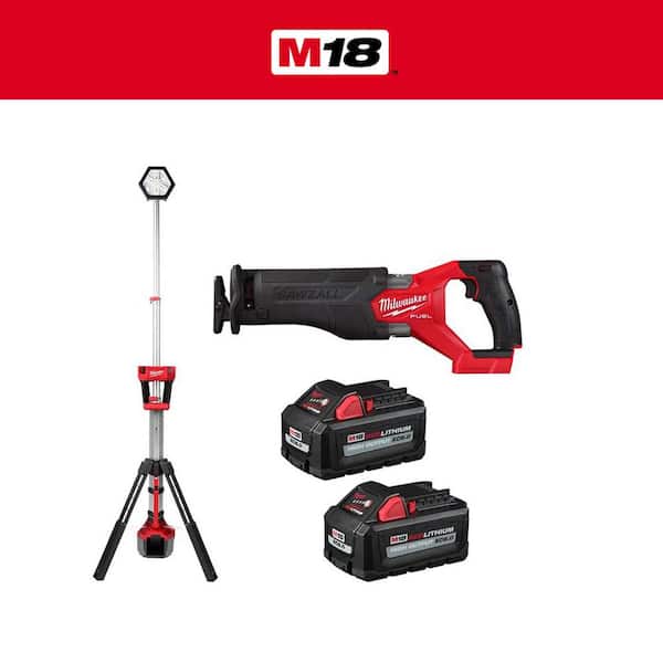 M18 FUEL GEN-2 18-Volt Lithium-Ion Brushless Cordless SAWZALL w/Tower Light. Two 6 Ah HO Batteries