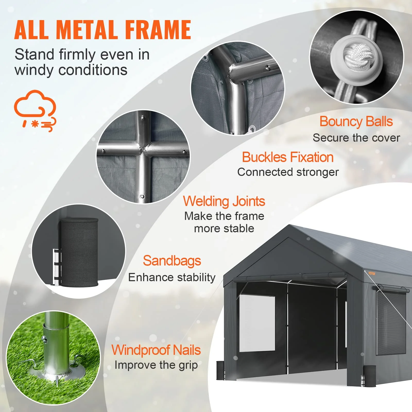 VEVOR Carport 10x20ft. Car Canopy Portable Garage