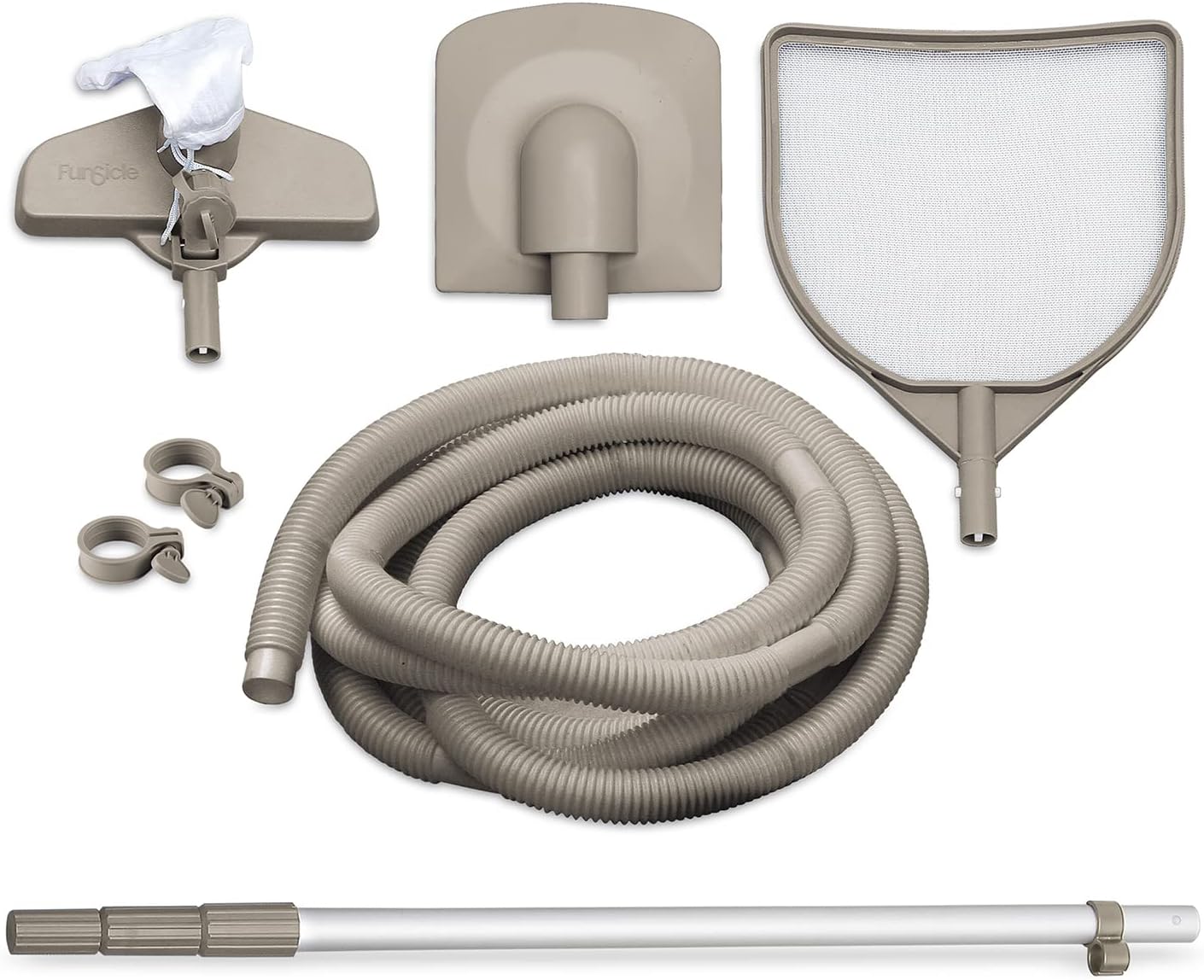 Funsicle 16ft x 48in Round Oasis Designer Above Ground Pool. Dark Double Rattan with SkimmerPlus Filter Pump & Ladder - MadeInUSA