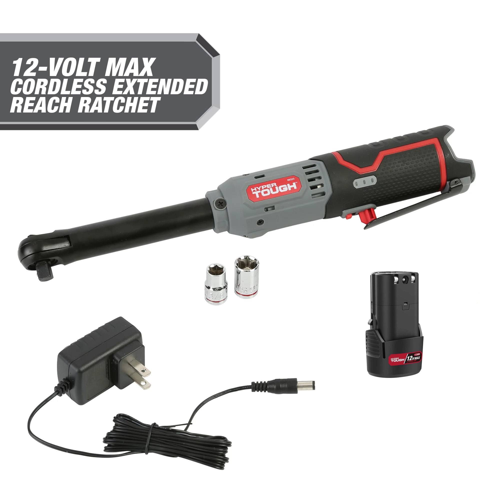 Hyper Tough 12V MAX* 3/8-in Lithium-Ion Cordless Extended Reach Ratchet with 1.5Ah Battery and Charger, 99323
