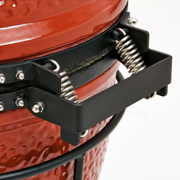 Joe Jr. 13.5 in. Portable Charcoal Grill in Red with Cast Iron Cart. Heat Deflectors and Ash Tool