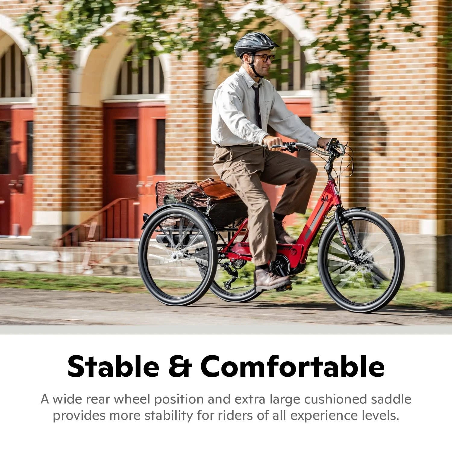 Schwinn Meridian Deluxe Adult Tricycle Bike. Three Wheel Cruiser. 26-inch Wheels. Low Step-Through Aluminum Frame. Adjustable Handlebars. Large - MadeInUSA