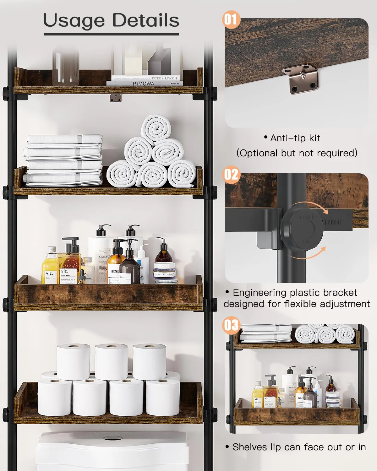 ALLZONE Bathroom Organizer. Over The Toilet Storage