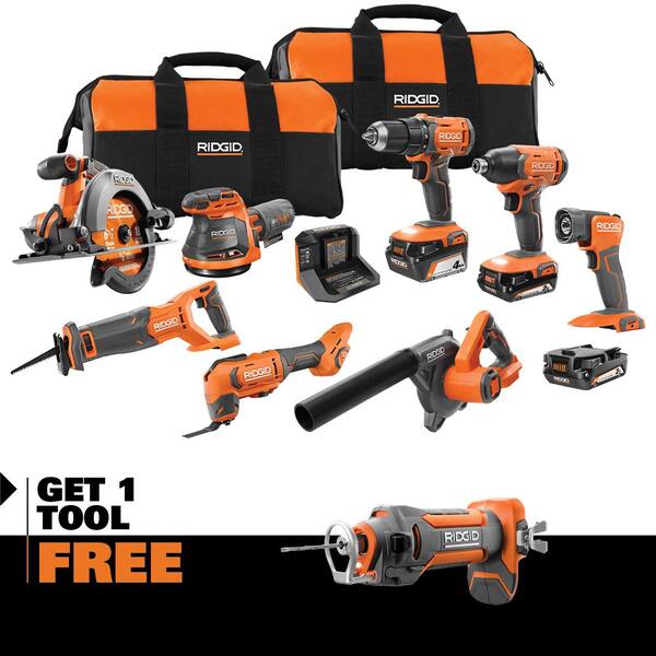 18V Cordless 8-Tool Combo Kit with (3) Batteries. Charger. and Bag with 18V Cut-Out Tool-Instock