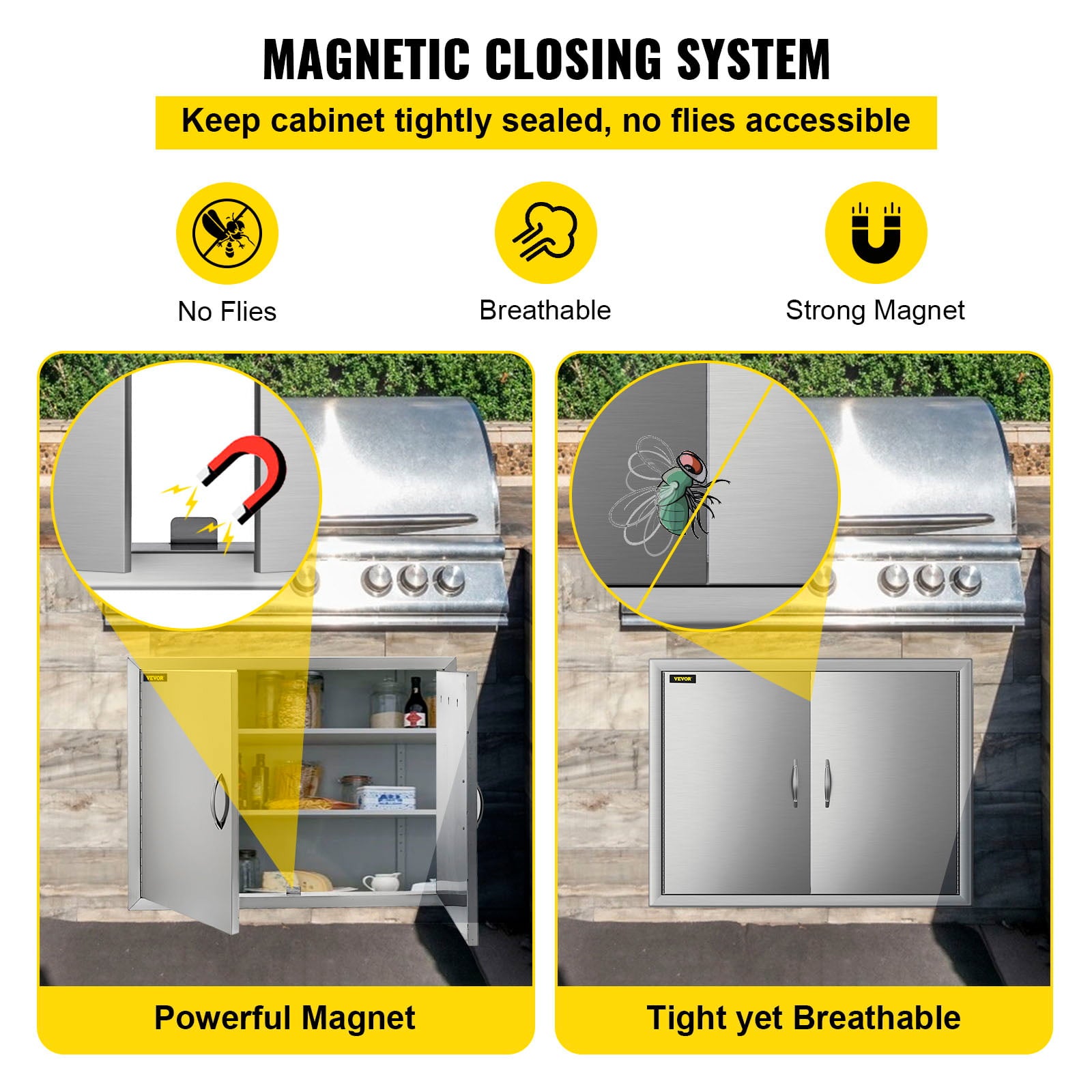 BBQ Access Door 28W X 19H inch. Double BBQ Door Stainless Steel. Outdoor Kitchen Doors for BBQ Island. Grill Station. Outside Cabinet
