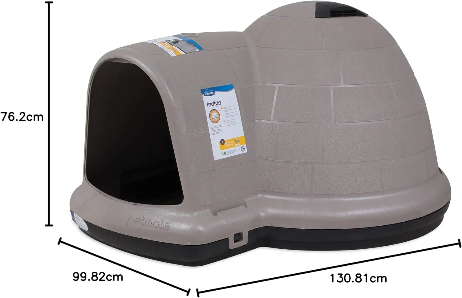 Petmate Indigo Dog House (Igloo Dog House. Made in USA with 90% Recycled Materials. All-Weather Protection Pet Shelter) for XL Dogs -90 to 125 pounds. Made in USA