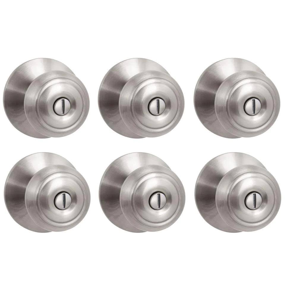 Defiant Hartford Bed and Bath Door Knob Satin Nickel Contractor Pack (6-Piece)