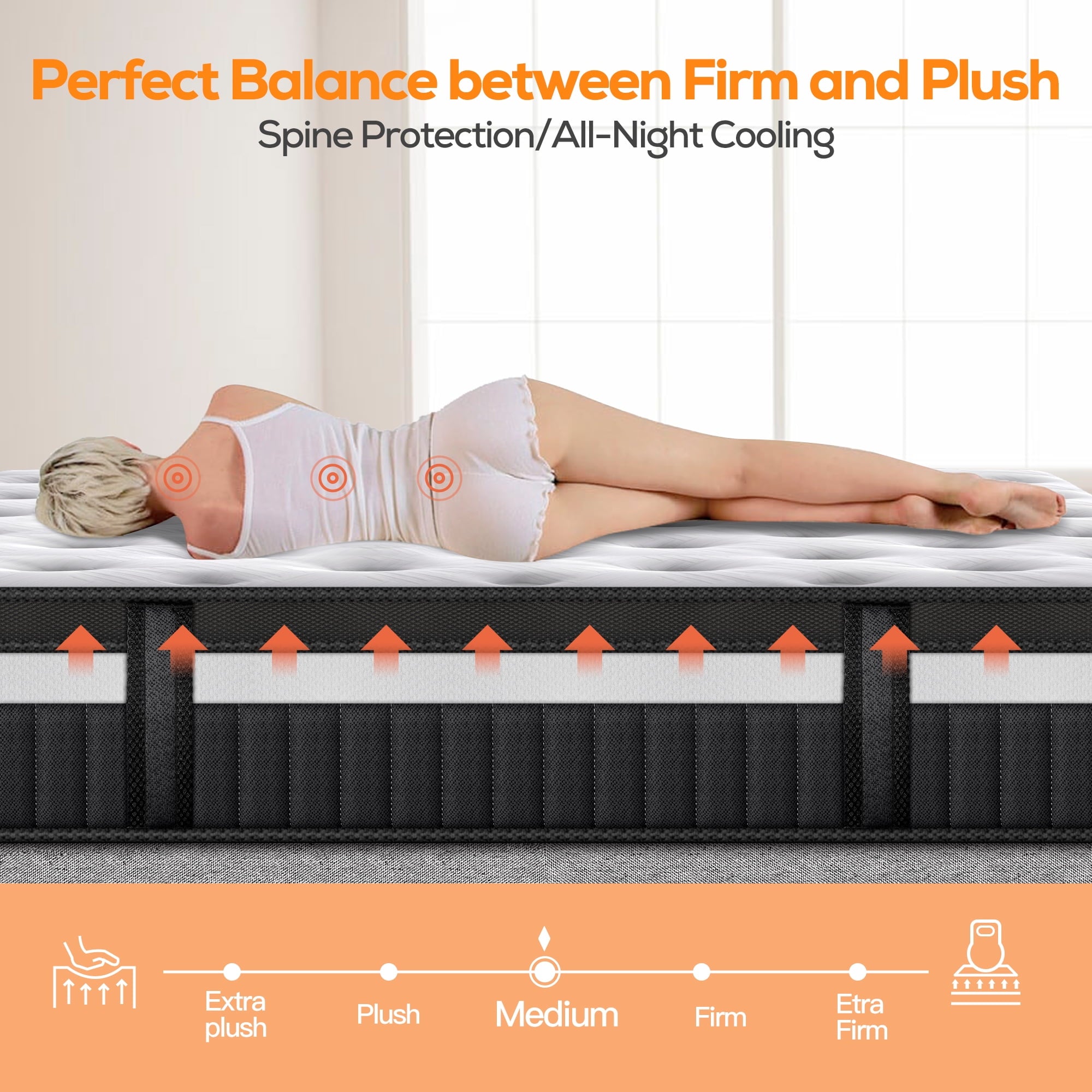13 inch Memory Foam Innerspring Hybrid Mattress in a Box. Breathable Bed Mattress with CertiPUR-US Certified Foam for Sleep Supportive & Pressure Relief. King