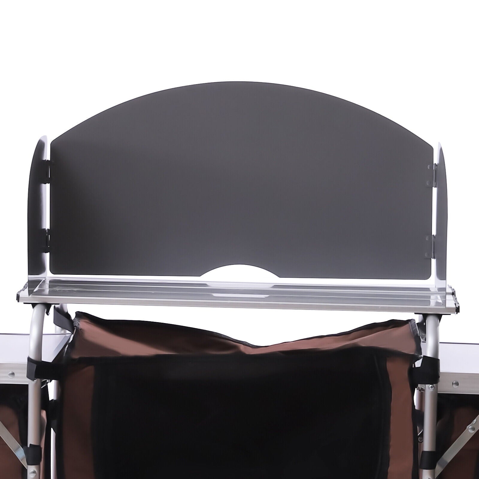 Folding Camping Kitchen Table with Storage Portable Outdoor Cooking Table with Aluminium Windscreen Kitchen Station with 2 Side Tables for BBQ Grill Picnics Brown