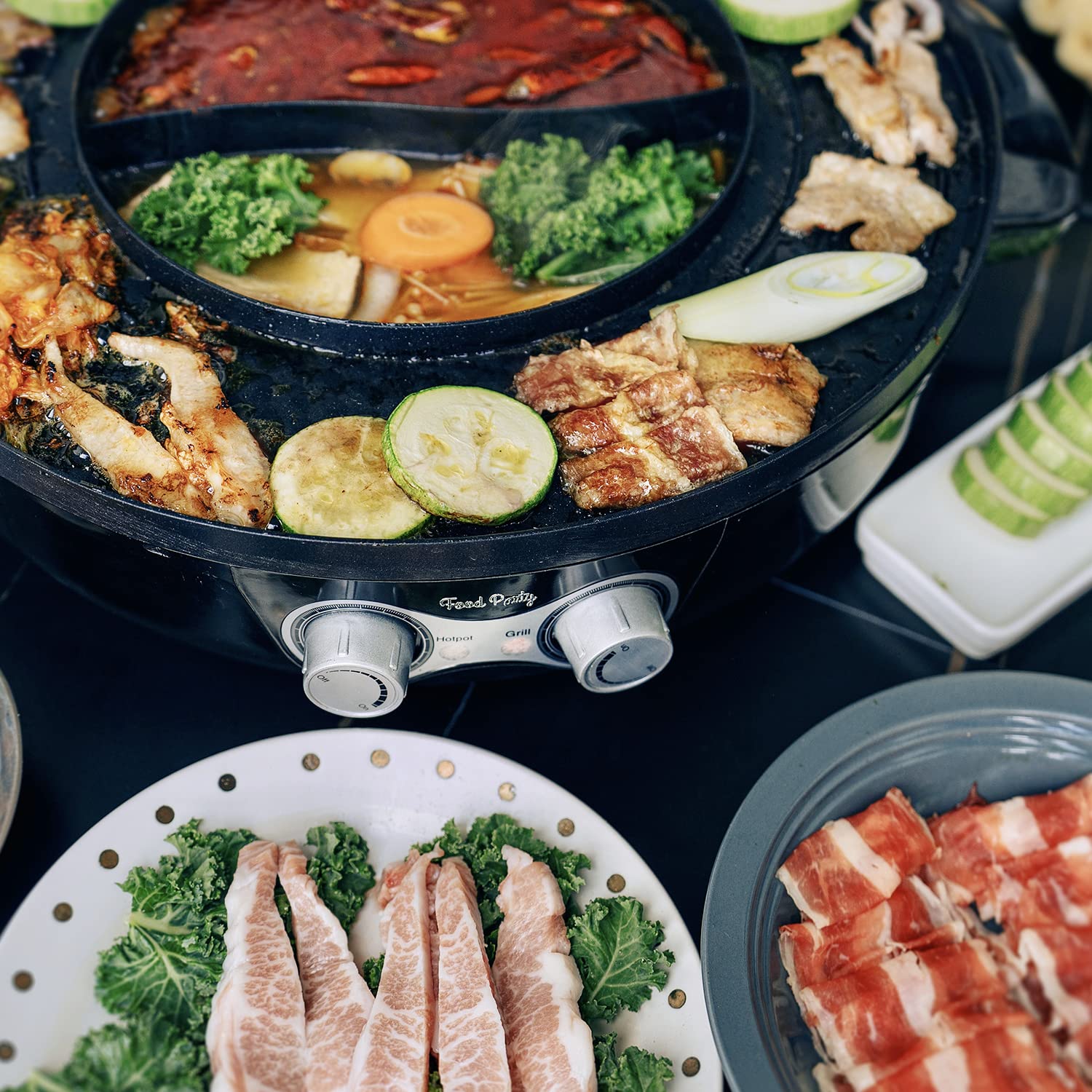 Food Party DUO Electric Smokeless Grill and Hot Pot