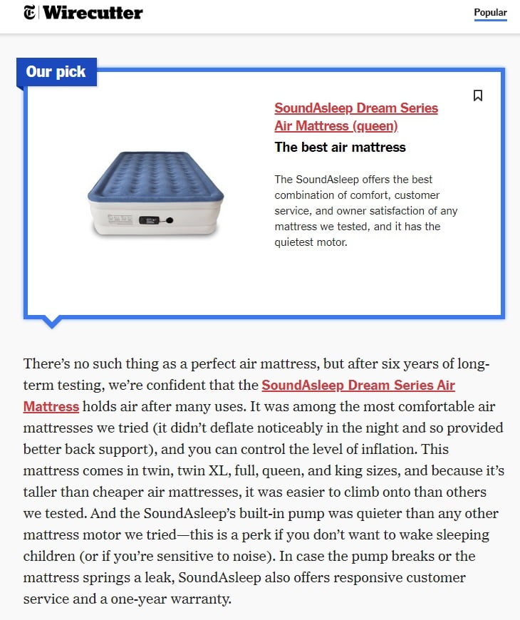 Dream Series Air Mattress with ComfortCoil Technology & Internal Built In High Capacity Pump - Queen Size