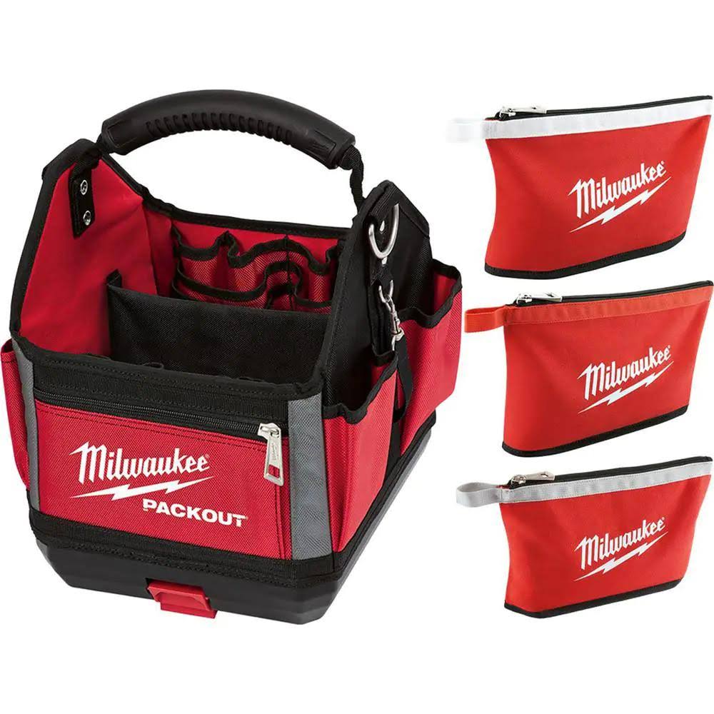 10 in. PACKOUT Tote with Zipper Tool Bag in Multi-Color (3-pack)
