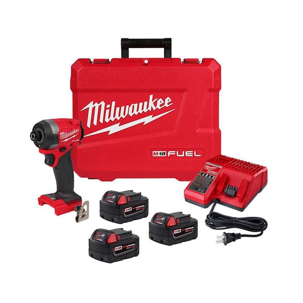 M18 Fuel 18-V Lithium-Ion Brushless Cordless 1/4 in. Hex Impact Driver Kit w/(3) 5.0 Ah Batteries. Charger & Hard Case