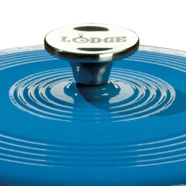 Enamelware 6 qt. Round Cast Iron Dutch Oven in Blue with Lid