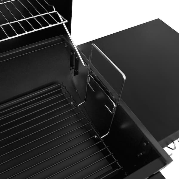 Charcoal Grill in Black with Offset Smoker and Side Table