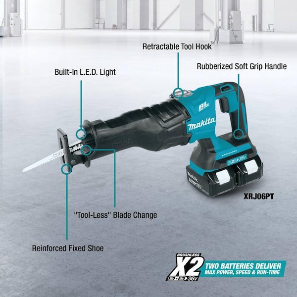 18V X2 LXT Lithium-Ion (36V) Brushless Cordless Reciprocating Saw Kit (5.0Ah) with 2 Batteries 5.0Ah and Charger