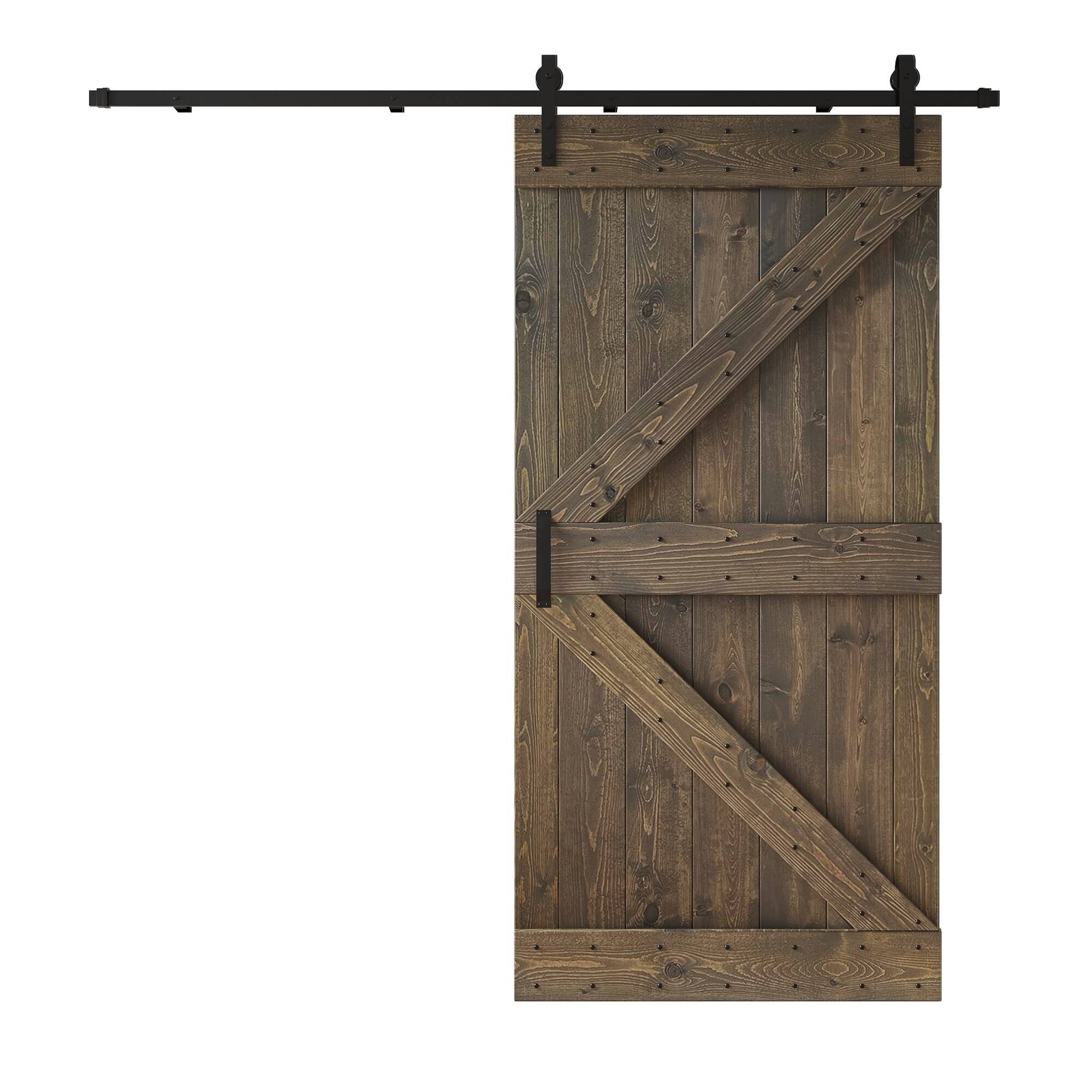Coast Sequoia K Series 42 in x 84 in DIY Knotty Wood Sliding Barn Door with Hardware Kit (smoky Gray)