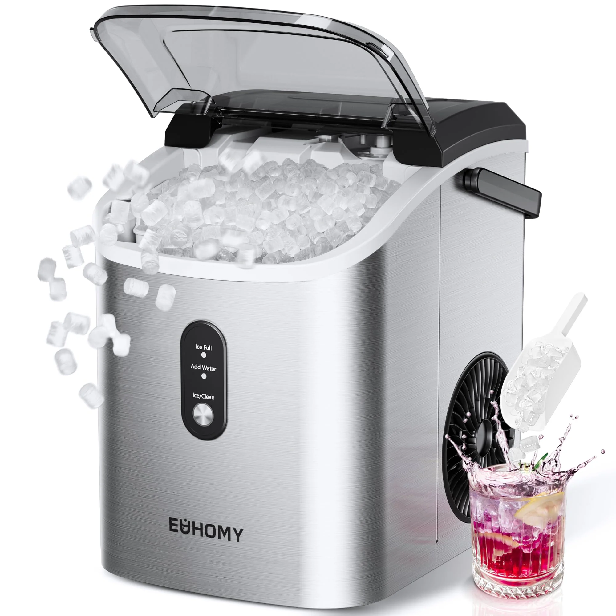EUHOMY Nugget Ice Maker Countertop with Handle