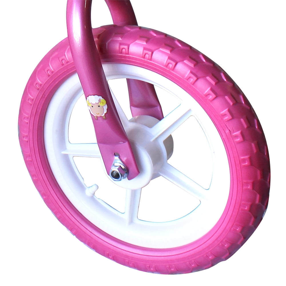 12 Kid's Beginner Bicycle for 2-4 Years Old Boys' and Girls' Bike Foam Tire for Indoor Use No Brake - Pink