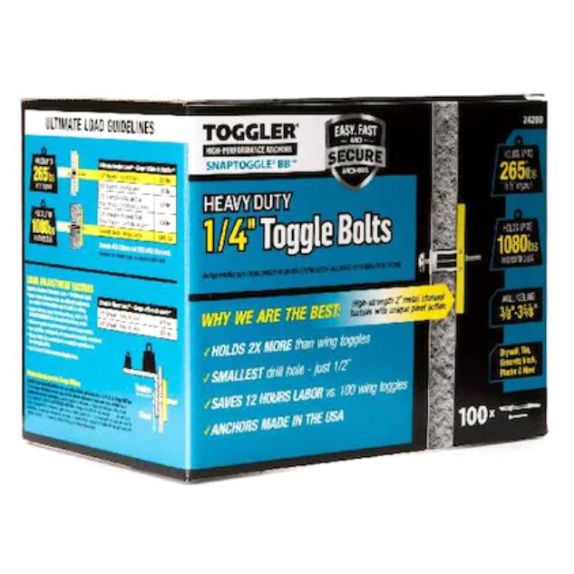 Toggler 100-Pack Assorted Length 1/4-in Dia Toggle Bolt Drywall Anchor (Screws Included)