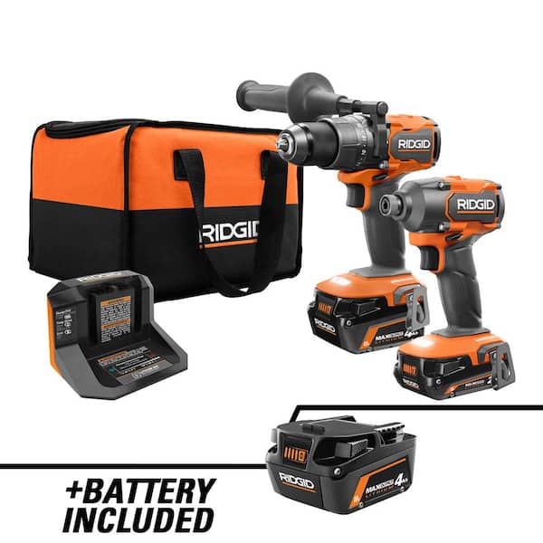 18V Brushless Cordless 2-Tool Combo Kit with Hammer Drill. Impact Driver. (3) Batteries. Charger. and Bag