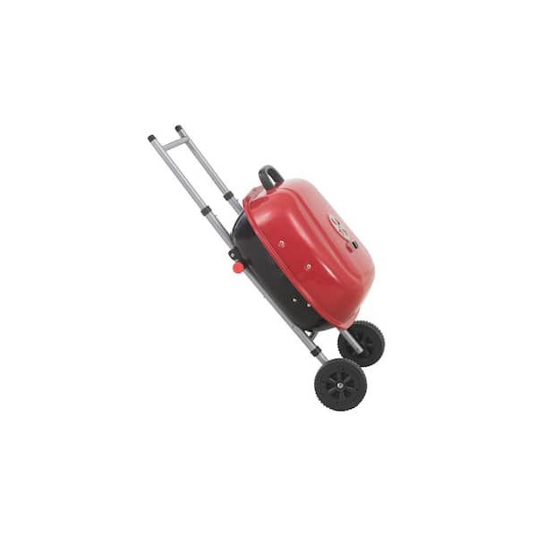 Portable Charcoal Grill in Red with Charcoal Tray and Grate