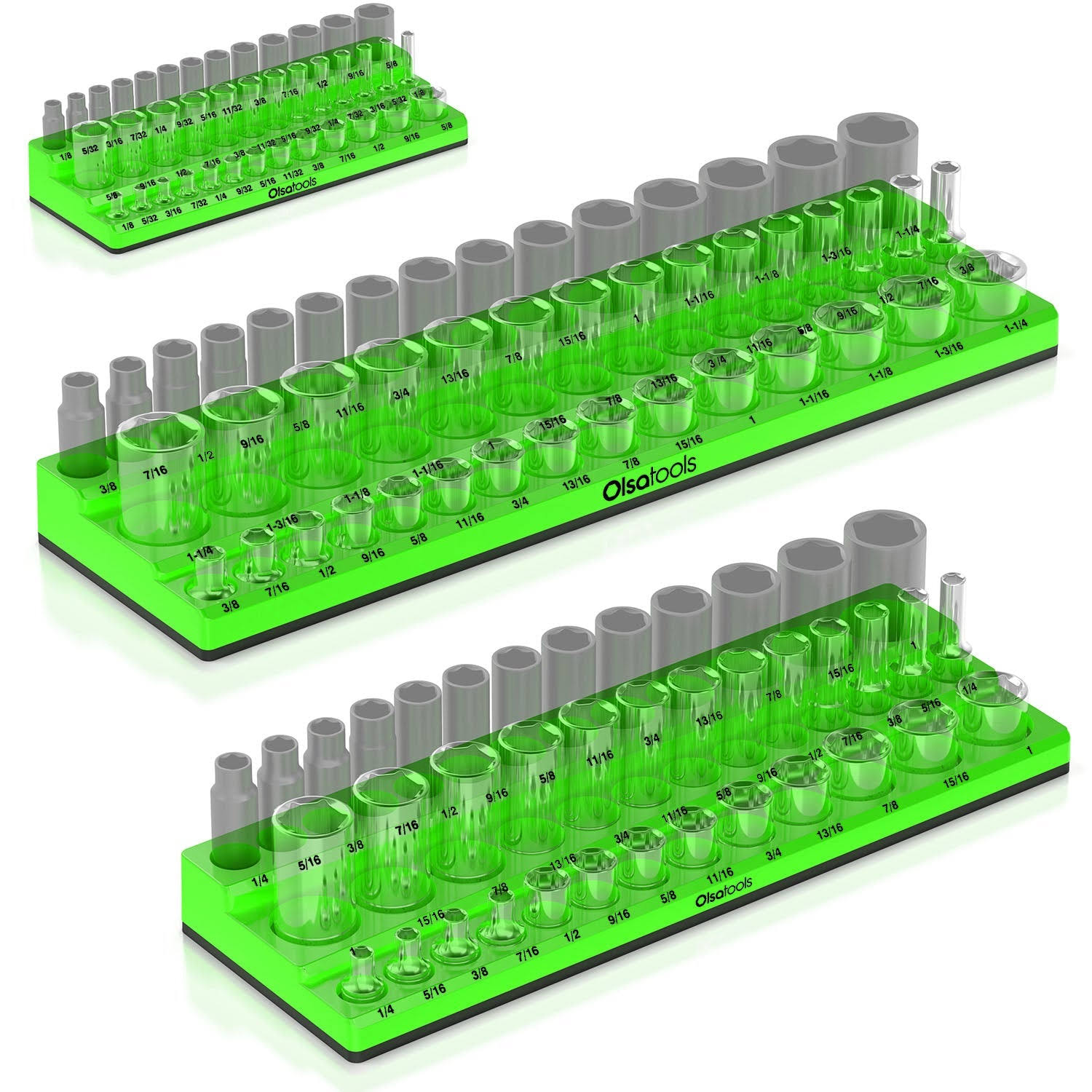 Olsa Tools | 3-Row Magnetic Socket Holder SAE / 3PC - 1/2