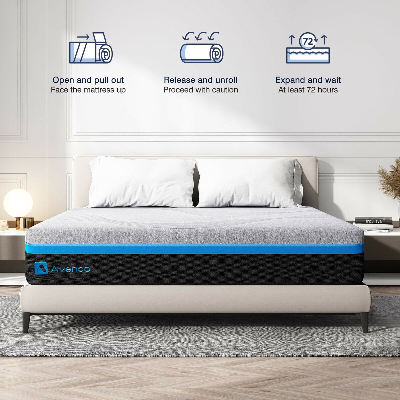 10 Inch Grey Queen Gel Memory Foam Mattress in a Box with Detachable Cover. Queen Size Mattress