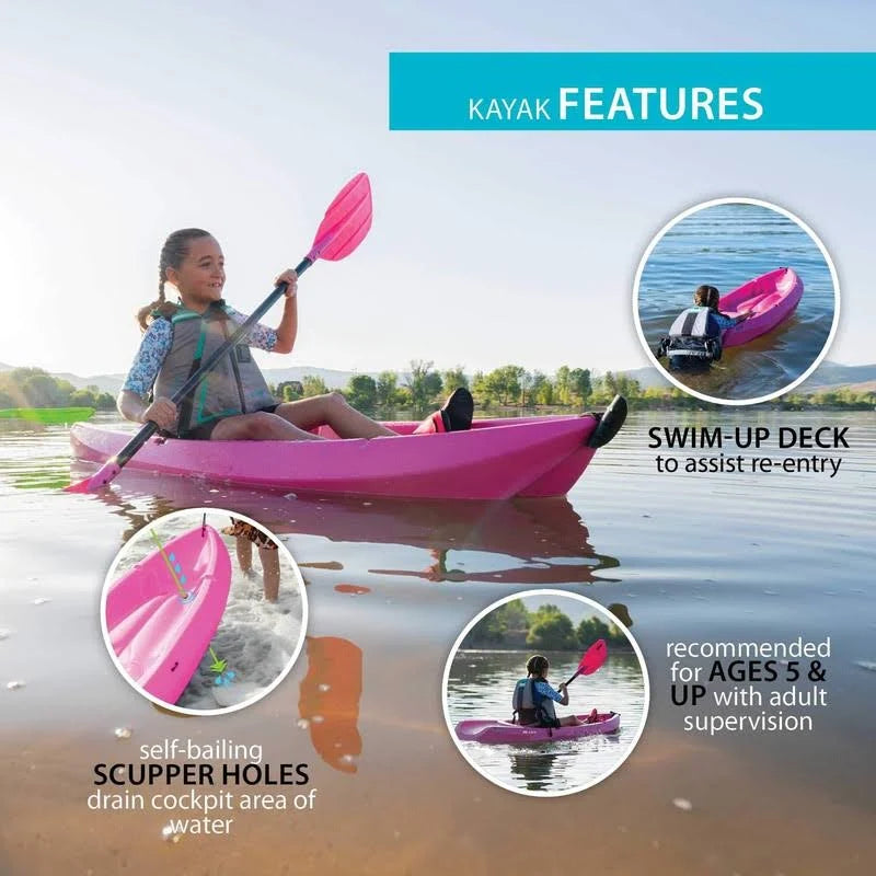 Lifetime Youth Wave Kayak. Pink. 6' - MadeInUSA