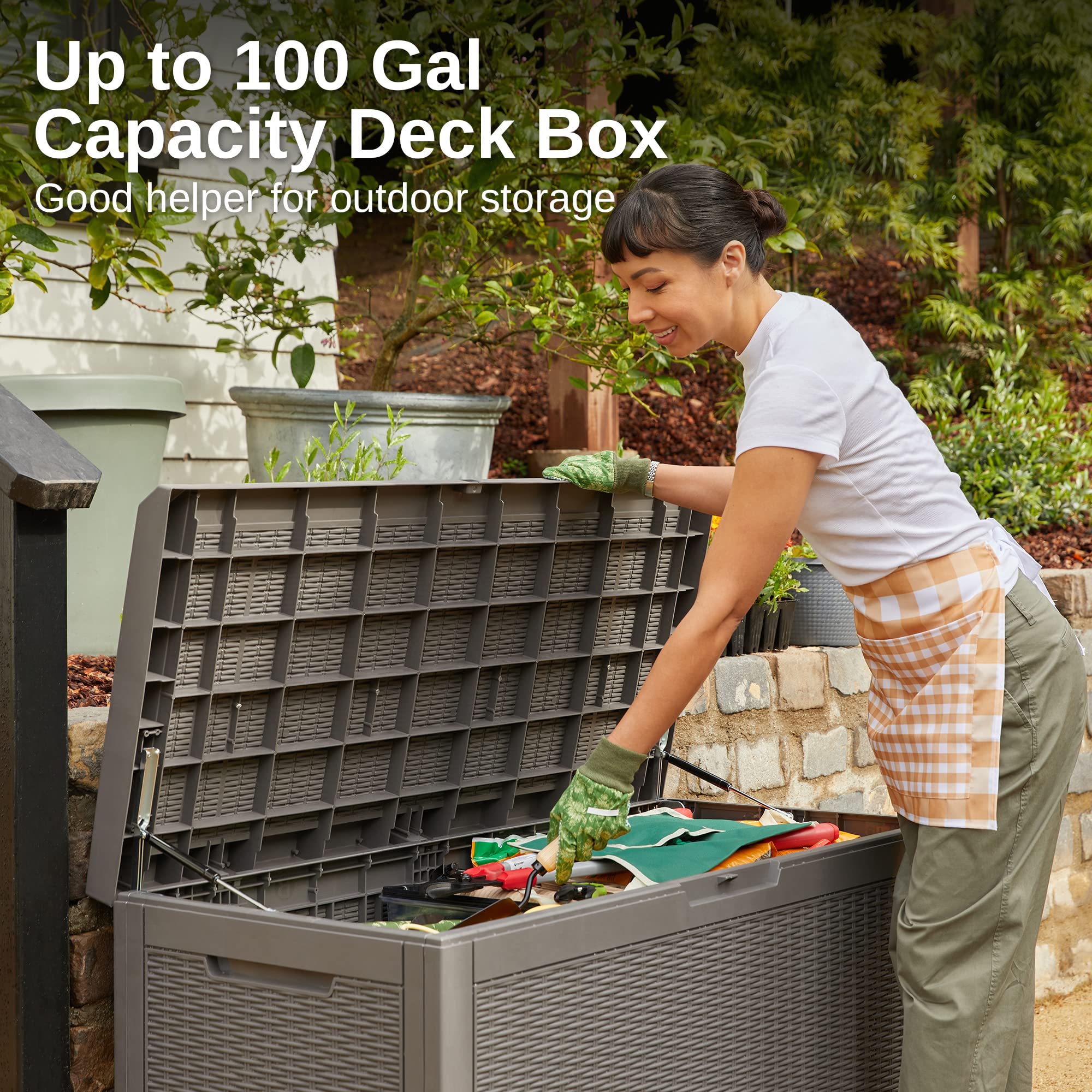 EAST OAK Outdoor Storage Box. 100 Gallon Deck Box