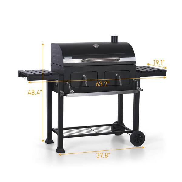 Heavy-duty Outdoor Barrel Charcoal Grill in Black