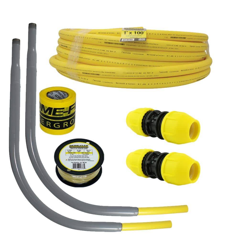 Home-Flex Underground 1in IPS New Install Kit (1)1in x 100 ft. Pipe (2)1in Couplers (2)1in Meter Risers, GAS Line Detection