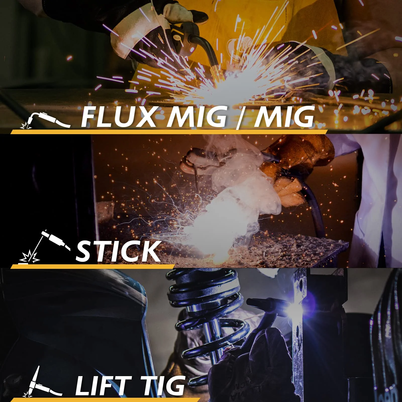 TOOLIOM 200M 3 in 1 Flux MIG Welder 110 / 220V Dual Voltage