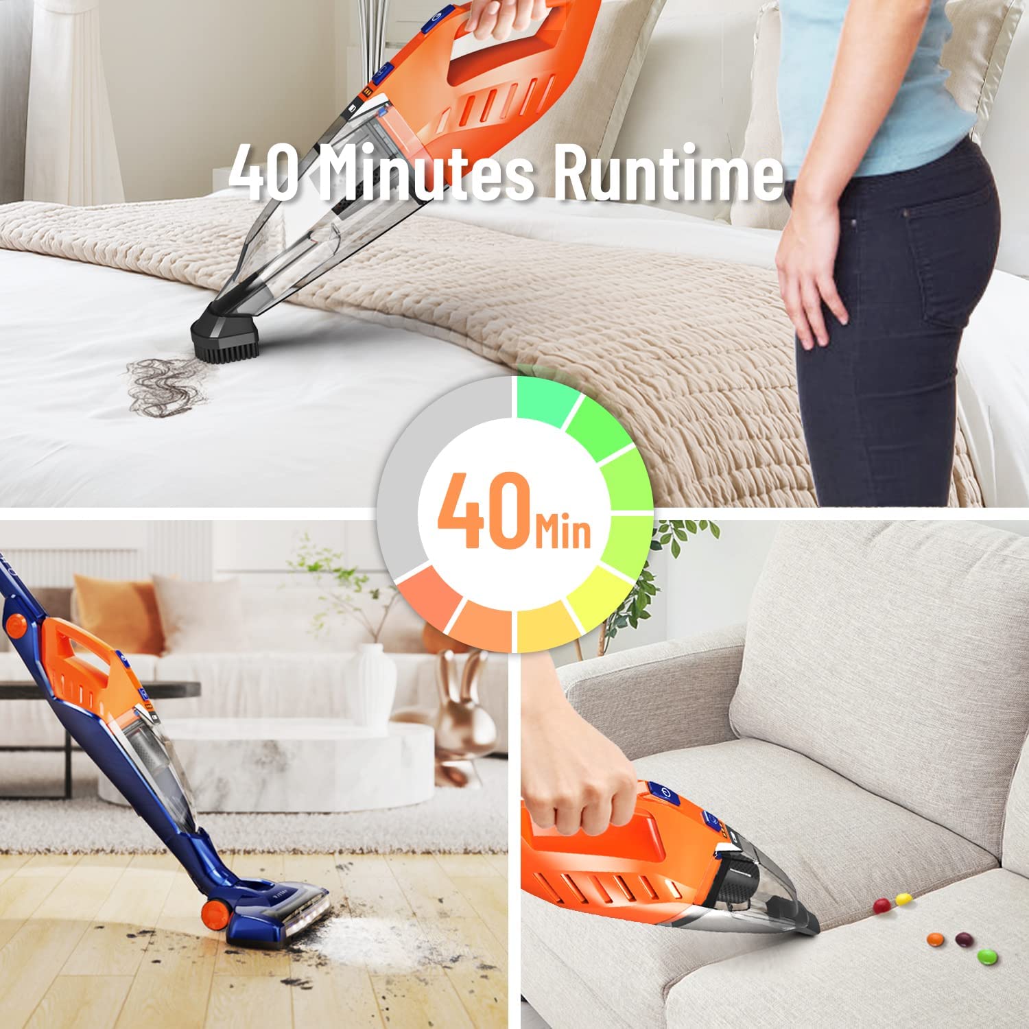 Cordless Vacuum. ORFELD Stick Vacuum Cleaner 4 in 1 Lightweight