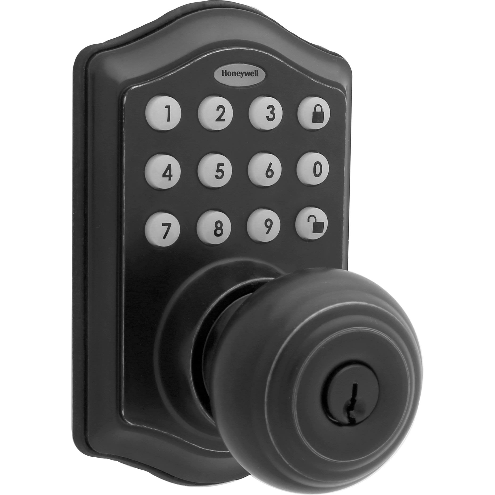 Honeywell 8732501 Electronic Entry Knob Door Lock. Matte Black-Instock