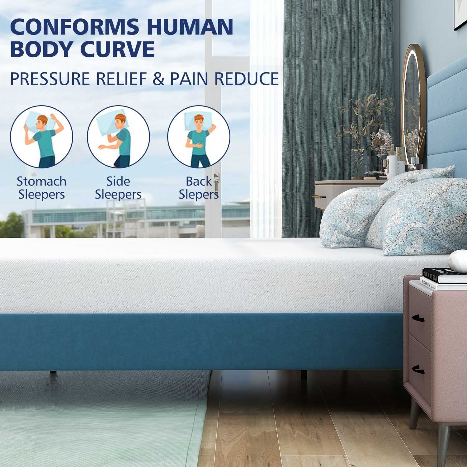 Twin Mattress - Memory Foam Mattress 5-Layer Comfort Supportive Medium-Firm Mattress in a Box with Breathable Cover. Made in USA. CertiPUR-US Certified for Single Bed Guest Room