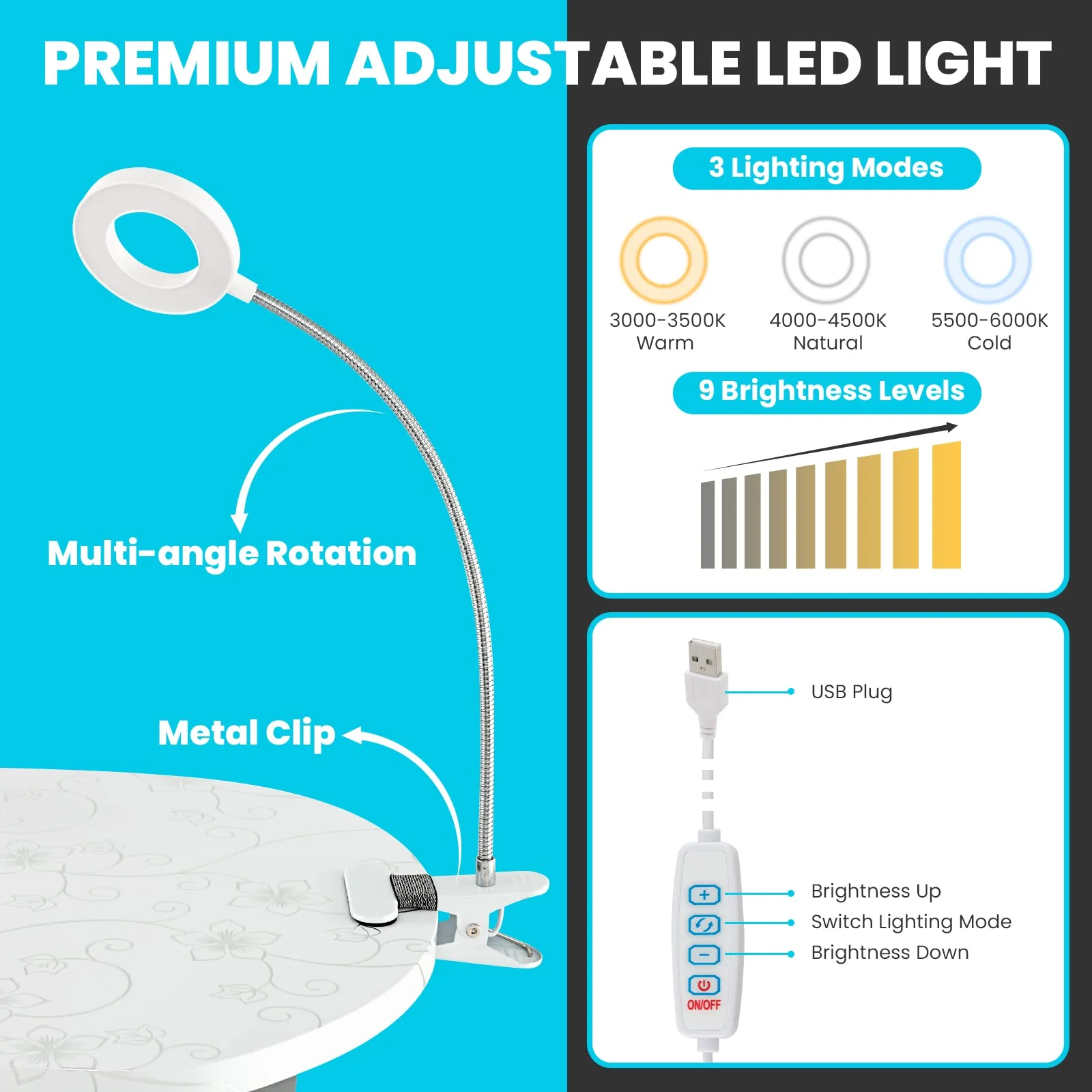 LDAILY Portable Nail Table with Electric Dust Collector
