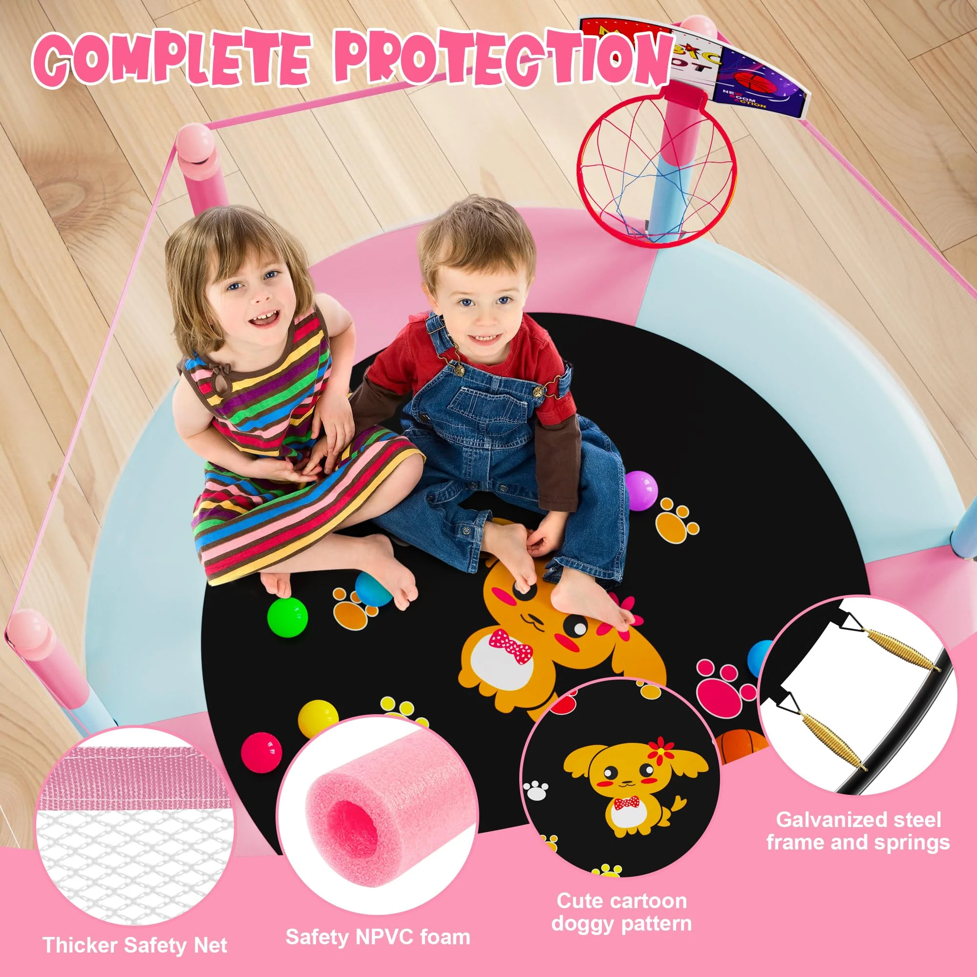 VGMiu 60 Trampoline for Kids. 5 FT Toddler Baby Trampoline