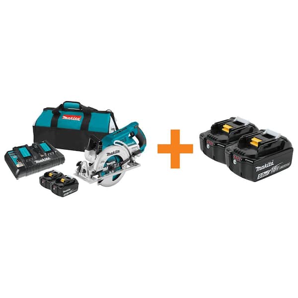 18V X2 LXT Lithium-Ion (36V) Brushless Cordless Rear Handle 7-1/4 in. Circular Saw w/BONUS 5.0Ah Battery 2 Pack
