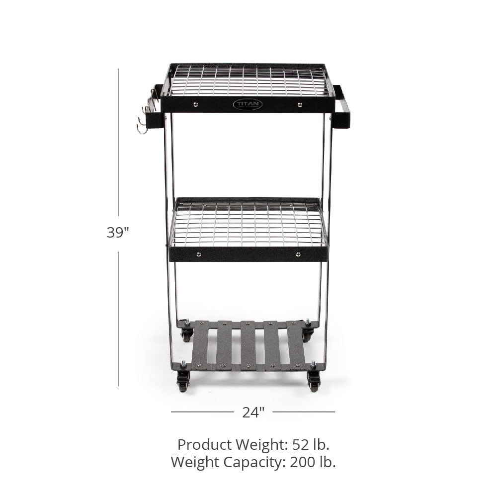 Great Outdoors 3-Tier Barbecue Prep Station and Grill Accessory Serving Cart. Wire Rack Storage Shelves