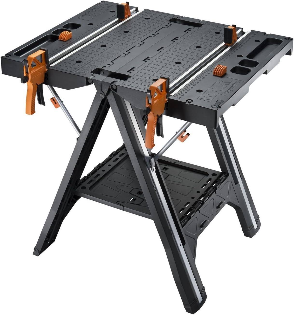 Worx WX051 Pegasus Multi-function Work Table and Sawhorse with Quick Clamps and Holding Pegs